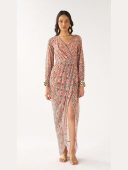 Basanti Kapde aur Koffee - Pink Floral Georgette Dress