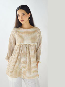 Basanti Kapde aur Koffee - Ivory Textura Ease Linen Blend Top