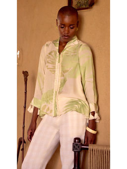 Basanti Kapde aur Koffee - Ivory Palm Reverie Muslin Shirt