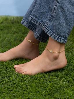 Shaya by CaratLane - Girls Multi-Color Gold Plated Anklet