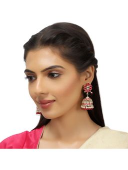 Accessher - Ethnic Pink Enamel Jhumka Jhumki Earrings