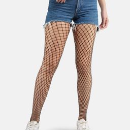 Secrets By ZeroKaata - Black Self Design Sheer Stockings For Women