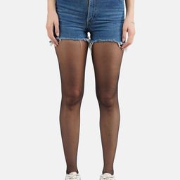 Secrets By ZeroKaata - Black Solid Semi Sheer Pantyhose Stockings For Women