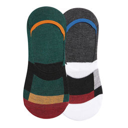 Secrets By ZeroKaata - Unisex Pack Of 2 Assorted Striped Cotton Shoe Liners Socks (Free Size)