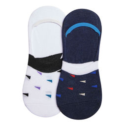 Secrets By ZeroKaata - Unisex Pack Of 2 Assorted Colourblocked Cotton Shoe Liners Socks (Free Size)