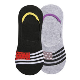 Secrets By ZeroKaata - Unisex Pack Of 2 Assorted Striped Cotton Shoe Liners Socks (Free Size)