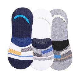 Secrets By ZeroKaata - Unisex Pack Of 3 Assorted Striped Cotton Shoe Liners Socks (Free Size)