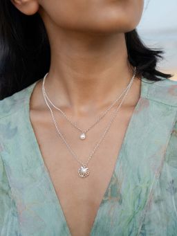 Shaya by CaratLane - Pearl Of My Eye Layered Necklace In 925 Silver