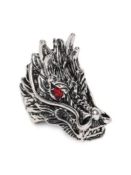 OOMPH - Silver Stainless Steel Vintage Gothic Dragon Head Biker Fashion Ring