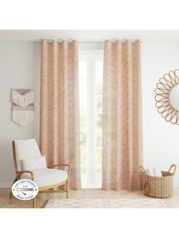 HomeTown - Amour Set Of 2 Embroidered Double Layered Xl Door Sheer Curtain In Beige Colour