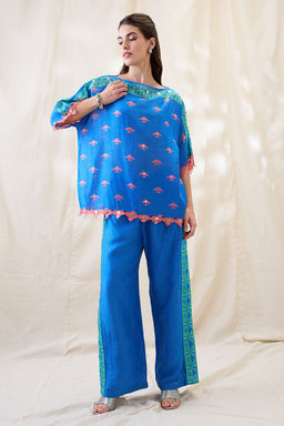 Soup by Sougat Paul - Blue Kitchra Appliqued Embellished Co-Ord (Set of 2)