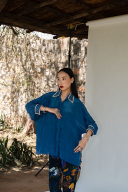 AMKA INDIA - Blue Sudoku Solid Shirt