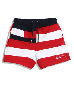Tommy Hilfiger - Boys Multi-Color Striped Relaxed-Fit Mid Rise Cotton Shorts