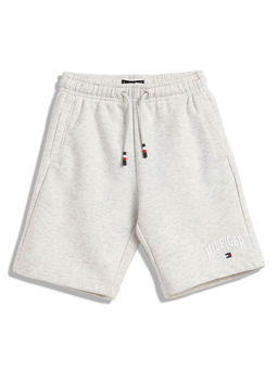 Tommy Hilfiger - Boys Grey Relaxed-Fit Melange Mid Rise Shorts