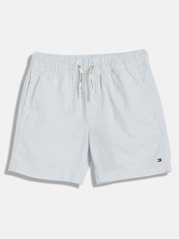 Tommy Hilfiger - Boys Blue Regular-Fit Vertical-Stripes Mid Rise Shorts