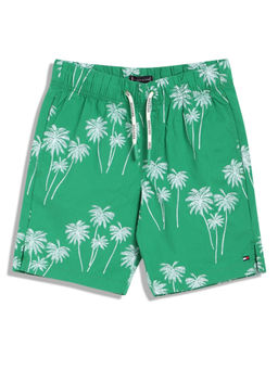 Tommy Hilfiger - Boys Green Regular-Fit Tropical Mid Rise Shorts