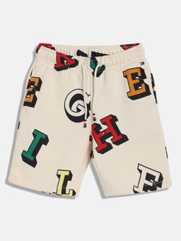 Tommy Hilfiger - Boys Beige Graphic Mid Rise Shorts