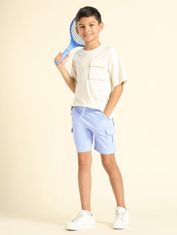 U.S. POLO ASSN. - Boys Blue Solid Regular Fit Shorts