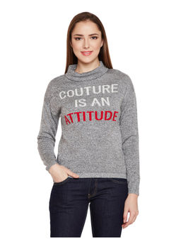 Madame - Women Nylon Blend Turtle Neck Sweater Black