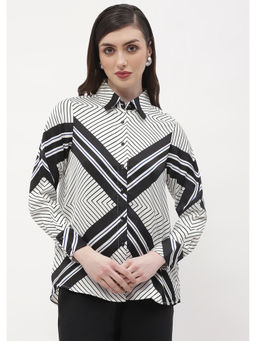 Madame - Women Geometric Print Black Regular Shirt
