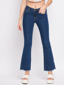 Madame - Women Solid Navy Blue Denim Jeans