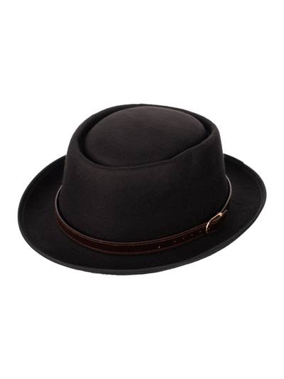 Basic Black Fedora Hat with Brown Belt