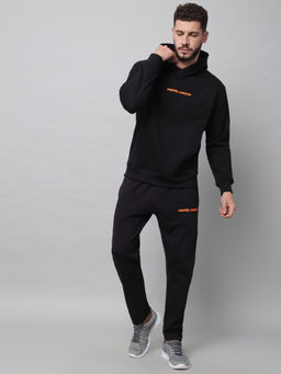 Griffel - Mens Front Logo Solid Fleece Basic Black Tracksuit (Set of 2)