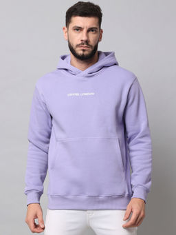 Griffel - Mens Front Logo Solid Fleece Basic Mauve Hoodie Sweatshirt