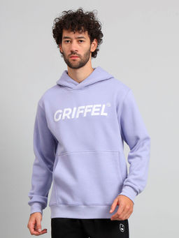 Griffel - Mens Regular Fit Mauve Front Logo Fleece Hoodie Sweatshirt