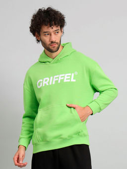 Griffel - Mens Oversized Fit Parrot Front Logo Fleece Hoodie Sweatshirt