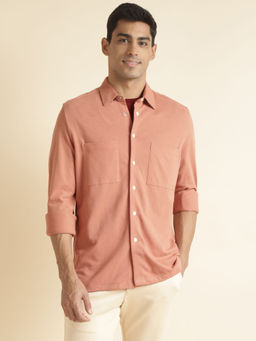 Andamen - Double Patch Orange Mens Full Sleeve Shirt Regular Fit