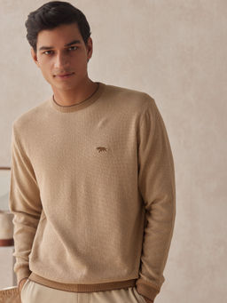 Andamen - Honeycomb Khaki Mens Full Sleeve Pullover Regular Fit