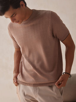 Andamen - Structure Khaki Mens Half Sleeve Crew Neck Regular Fit