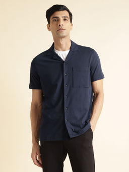 Andamen - Resort Collar Navy Mens Half Sleeve Shirt Regular Fit