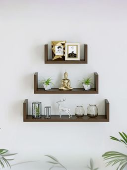 USHA SHRIRAM - U Shape 3 Layer Shelves, Brown