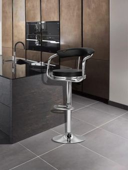 Savya Home - Home Curvy Kitchen Stool Bar Stool, Black