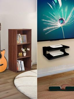 USHA SHRIRAM - Set Top Box-Brown & Book Storage- Brown