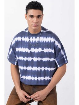 GRITSTONES - Men Blue Tie-Dye Oversized T-Shirt