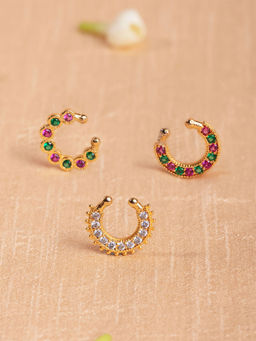 Azai by Nykaa Fashion - Festive Septum Nose Ring Combo (Set of 3)