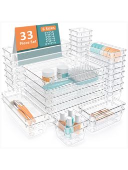 Kuber Industries - Transparent Multi-Purpose Plastic Drawer Organizers (Pack of 33)