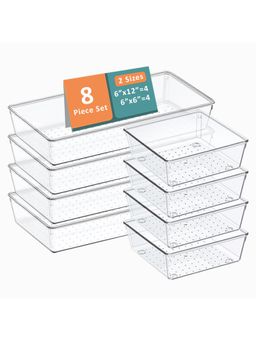 Kuber Industries - Transparent Multi-Purpose Plastic Drawer Organizers (Pack of 8)