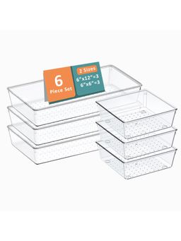 Kuber Industries - Transparent Multi-Purpose Plastic Drawer Organizers (Pack of 6)