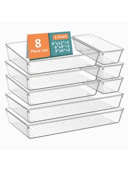 Kuber Industries - Transparent Multi-Purpose Plastic Drawer Organizers (Pack of 8)