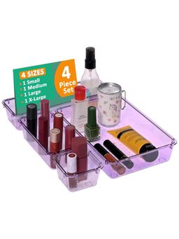 Kuber Industries - Purple Acrylic Transparent Cosmetic Organizer Trays (Pack of 4)