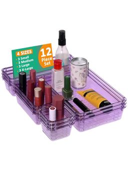 Kuber Industries - Purple Acrylic Transparent Cosmetic Organizer Trays (Pack of 12)