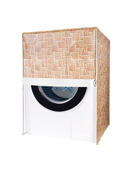 Kuber Industries - Gold Front Load Brick New Check Design PVC Washing Machine Cover