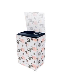 Kuber Industries - Cream Top Load Brown Flower PVC Washing Machine Cover