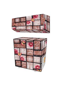 Kuber Industries - Brown PVC Floral Split AC Cover 1.5 Ton