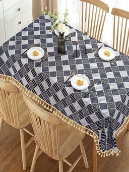 House of Quirk - Dark Blue Cotton Linen Dust Proof Kitchen Dinning Table Cover