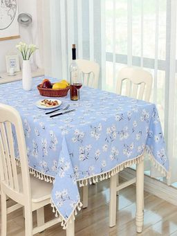 House of Quirk - Blue Daisy Cotton Linen Dust Proof Kitchen Dinning Table Cover